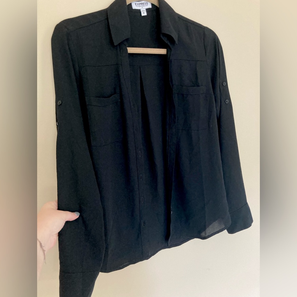 Express women’s button up black shirt